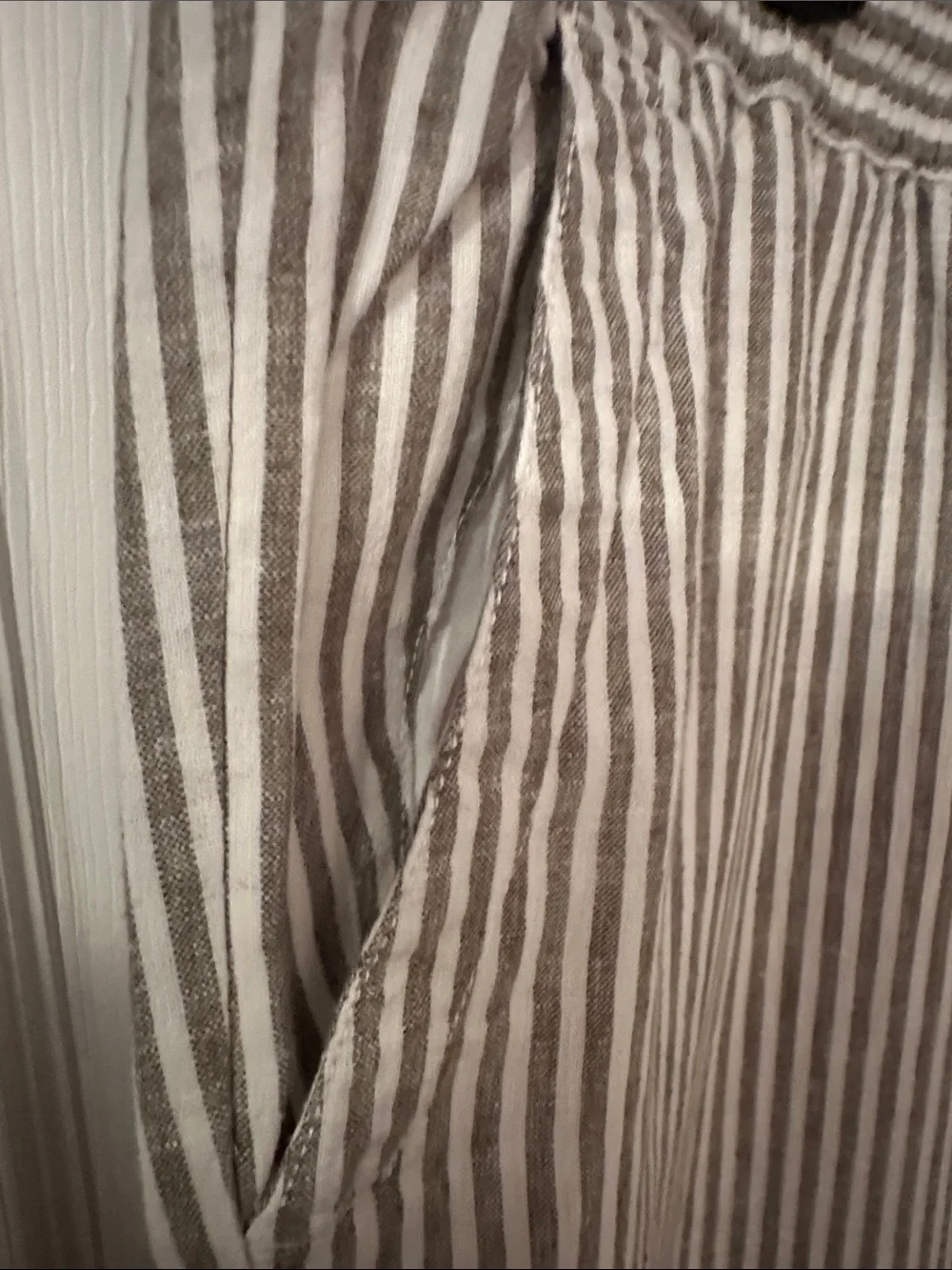 Talbots women’s wide leg pants  …..sometimes looks greyish green & white striped